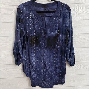 Sami & Jo Women’s Blue Sequin Boho Top. Size L